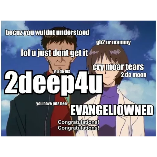 😬 Стикер «Evangaylion and memes» для Telegram