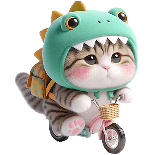 🚲 Стикер «Дино котики» для Telegram
