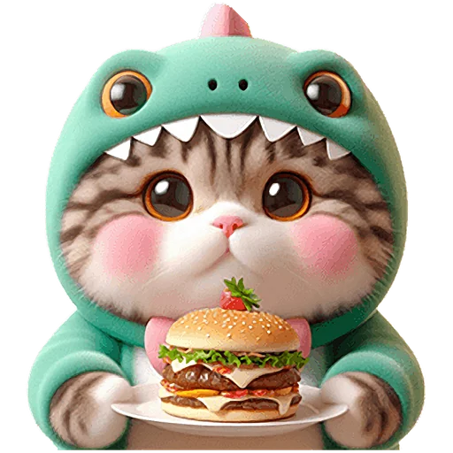 🍔 Стикер «Дино котики» для Telegram