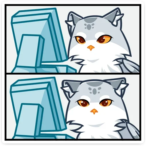 💻 Стикер «Котик или совушка? Два в одном&;» для Telegram