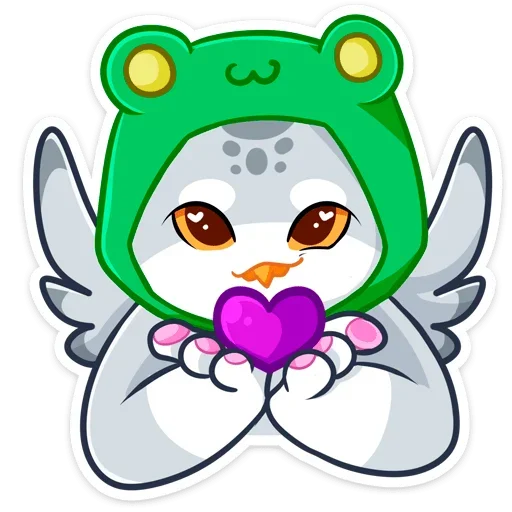❤ Стикер «Котик или совушка? Два в одном&;» для Telegram