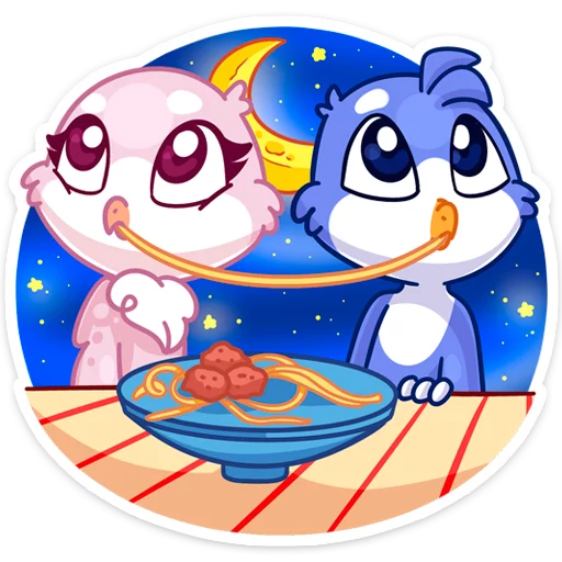 🍝 Стикер «Фин и Фенечка. История создания стикеров» для Telegram