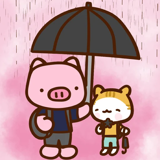 🥰 Стикер «Meow家族及月巴豬仔» для Telegram