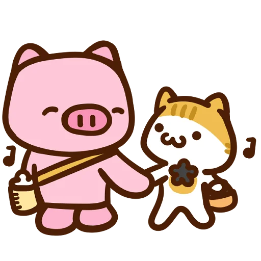 😙 Стикер «Meow家族及月巴豬仔» для Telegram