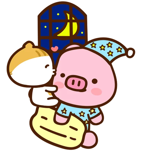 😘 Стикер «Meow家族及月巴豬仔» для Telegram