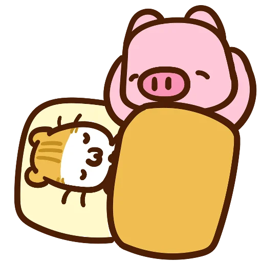 🥰 Стикер «Meow家族及月巴豬仔» для Telegram