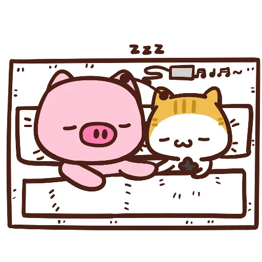 😴 Стикер «Meow家族及月巴豬仔» для Telegram