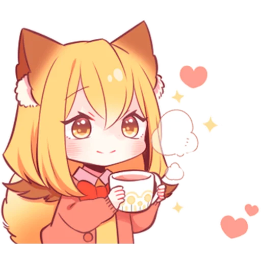 ☕️ Стикер «Девочка-лисичка» для Telegram