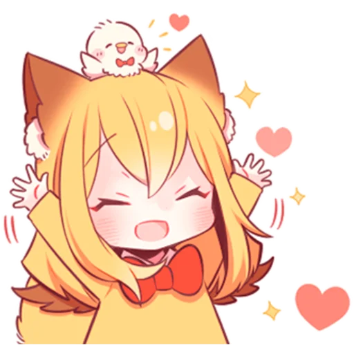 💞 Стикер «Девочка-лисичка» для Telegram