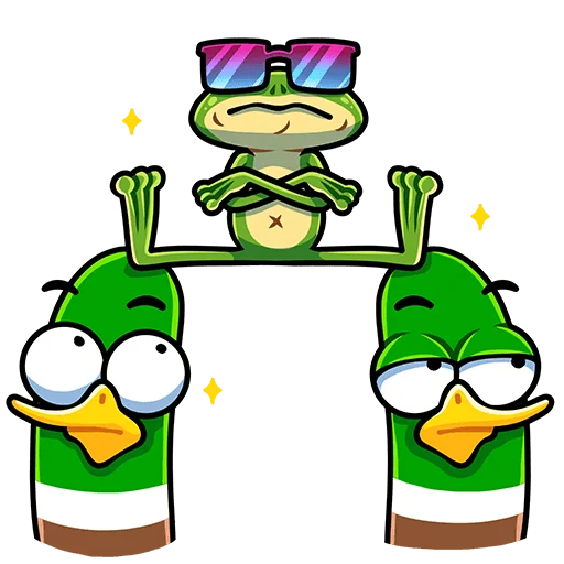 😎 Стикер «Лягуш и Квакуша Без Текста» для Telegram