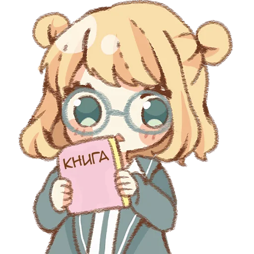 🤓 Стикер «Тян в круглых очках» для Telegram