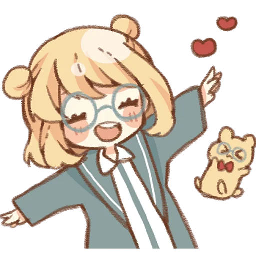 🥰 Стикер «Тян в круглых очках» для Telegram