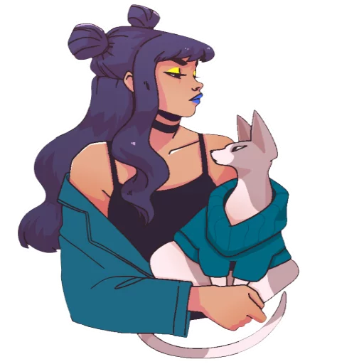 😁 Стикер «Girls and Cats» для Telegram