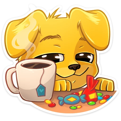 ☕️ Стикер «Голден — игривый озорник, один взгляд на него — и сразу хочется улыбаться, как» для Telegram