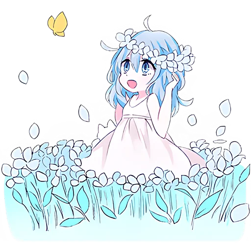 😍 Стикер «Голубая девочка» для Telegram