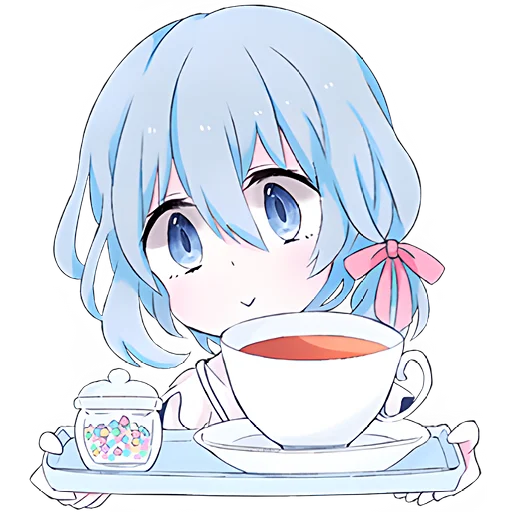 ☕ Стикер «Голубая девочка» для Telegram