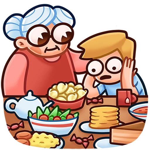 🍽 Стикер «Бабуля без текста» для Telegram