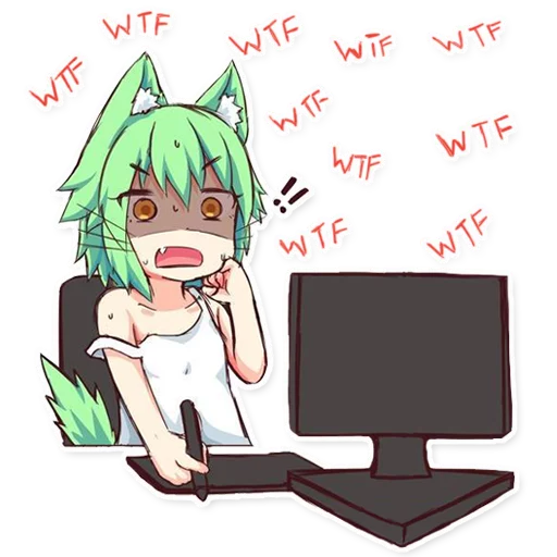 😨 Стикер «Green Tea Neko» для Telegram