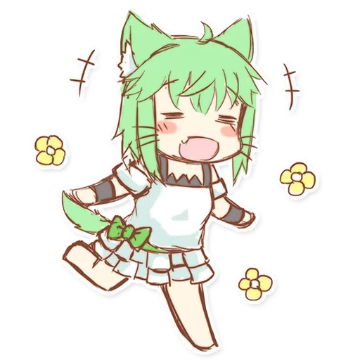 😄 Стикер «Green Tea Neko» для Telegram