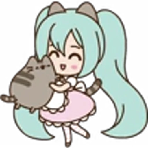 🤗 Эмодзи «Hatsune Miku Pusheen» для Telegram