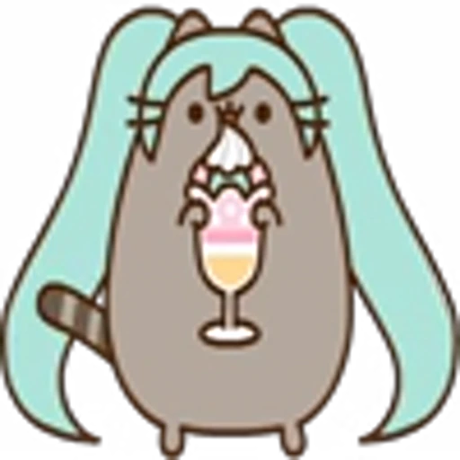 Стикерпак Hatsune Miku Pusheen для Telegram