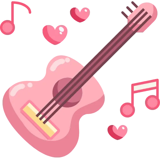 🎸 Эмодзи «Розовые буквы, сердечки, иконки» для Telegram