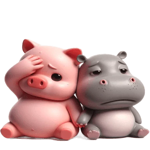 😔 Стикер «Бегемотик и Хрю» для Telegram