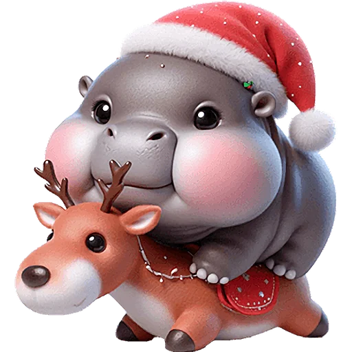🦌 Стикер «Новогодний бегемотик» для Telegram