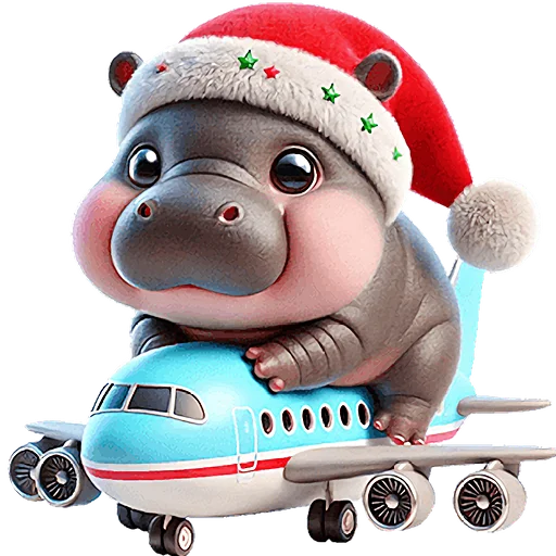 ✈️ Стикер «Новогодний бегемотик» для Telegram