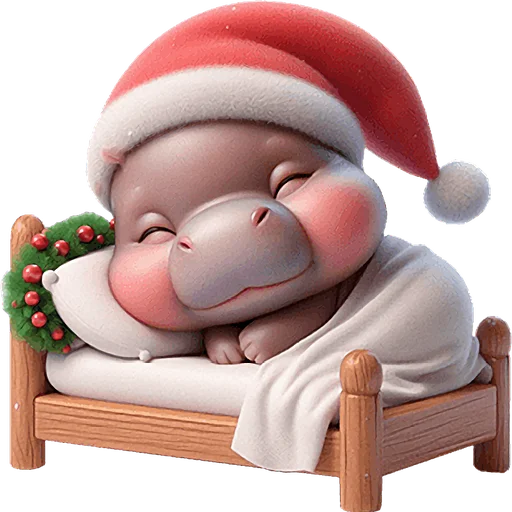 😴 Стикер «Новогодний бегемотик» для Telegram