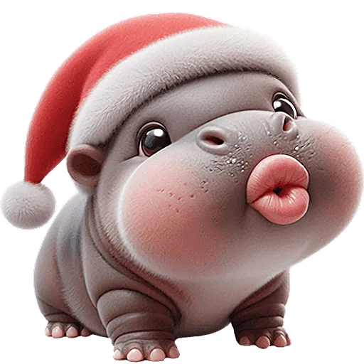 💋 Стикер «Новогодний бегемотик» для Telegram