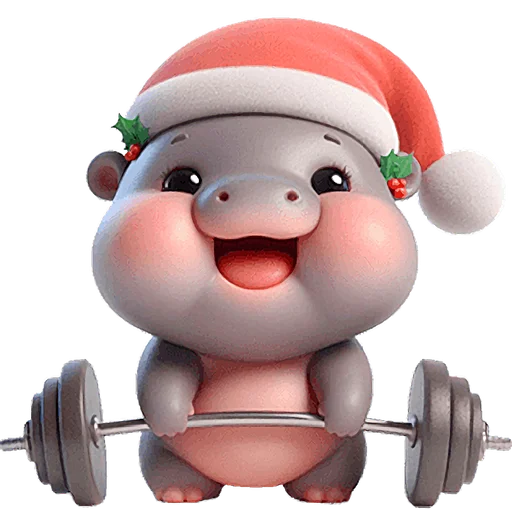 🏋‍♀ Стикер «Новогодний бегемотик» для Telegram
