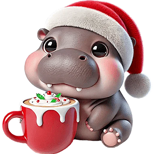 ☕️ Стикер «Новогодний бегемотик» для Telegram