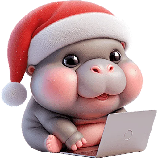 💻 Стикер «Новогодний бегемотик» для Telegram