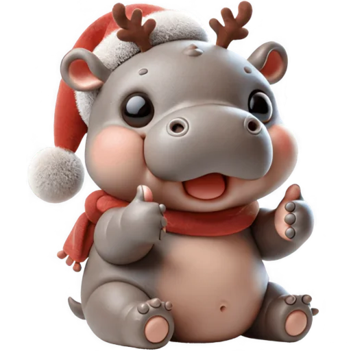 👍 Стикер «Новогодний Бегемотик 3» для Telegram
