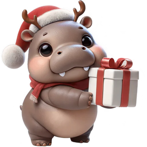 🎁 Стикер «Новогодний Бегемотик 3» для Telegram