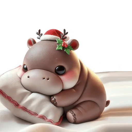 😴 Стикер «Новогодний Бегемотик 3» для Telegram