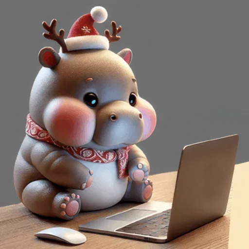 🤓 Стикер «Новогодний Бегемотик 3» для Telegram