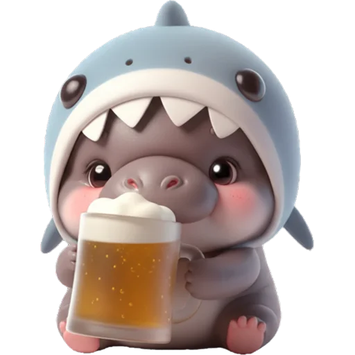 🍺 Стикер «Бегемотик Акула» для Telegram