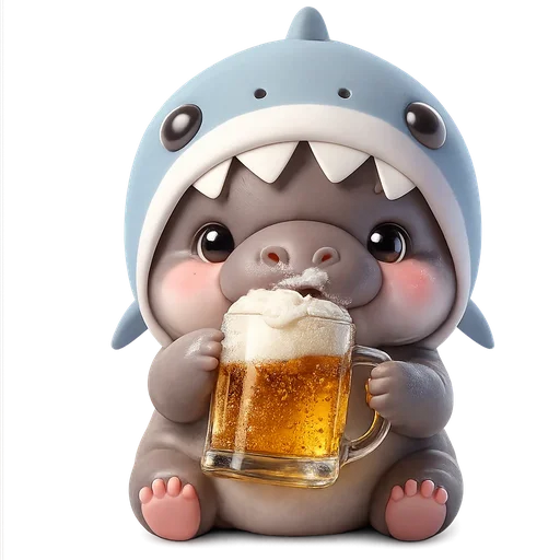 🍻 Стикер «Бегемотик Акула» для Telegram
