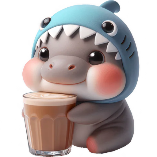☕️ Стикер «Бегемотик Акула» для Telegram