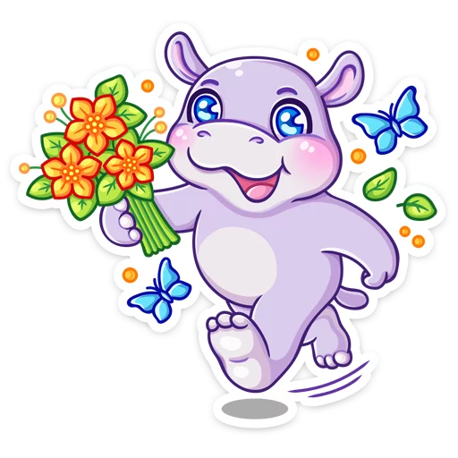 💐 Стикер «Бегемотик Финик» для Telegram
