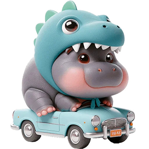 🚙 Стикер «Бегемотики Дино» для Telegram