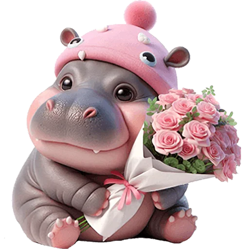 💐 Стикер «Бегемотики Дино» для Telegram
