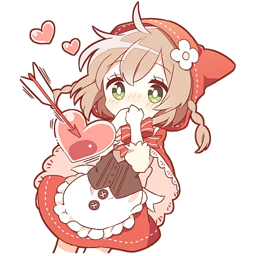 💘 Стикер «Шапочка и Волчонок» для Telegram