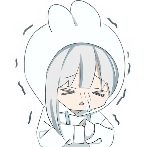 😪 Стикер «Худи тян серебряная» для Telegram