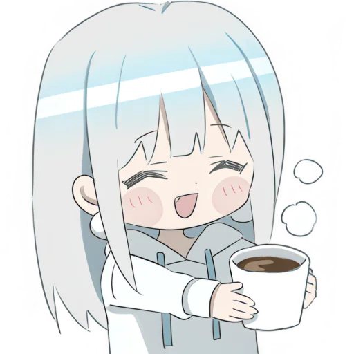 ☕️ Стикер «Худи тян серебряная» для Telegram