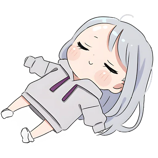 😴 Стикер «Худи тян серая» для Telegram