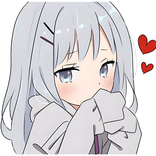 🥰 Стикер «Худи тян серая» для Telegram