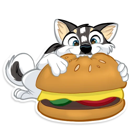 🍔 Стикер «Huscai the Husky» для Telegram